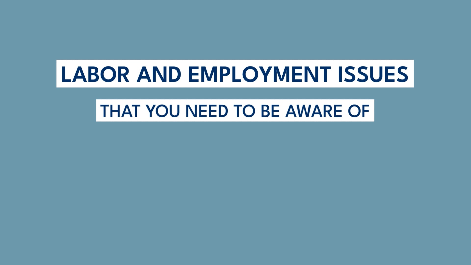 Labor and Employment Issues You Need to Be Aware Of